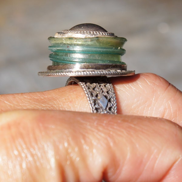 Silver Roman Glass artist ring