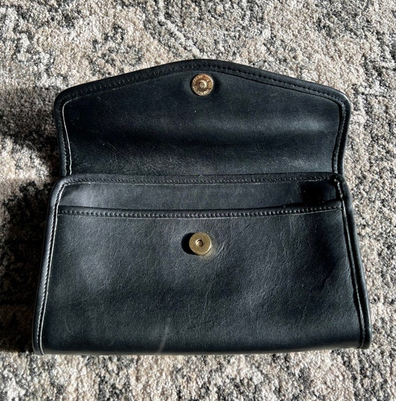 Vintage Coach NYC Envelope Clutch Black Leather - image 6