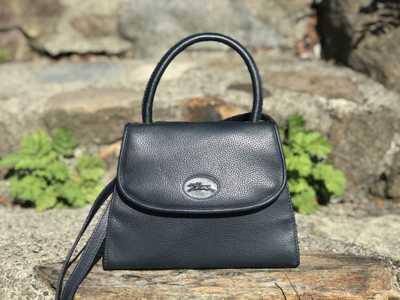Navy Blue Leather Longchamp Mini Kelly Bag - Longchamp Navy Blue Leather Bag Navy Blue Leather Longchamp Mini Kelly Bag - Longchamp Navy Blue Leather Bag