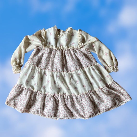 1970’s Cottage Core Little Girls Sheer Prairie Dr… - image 2