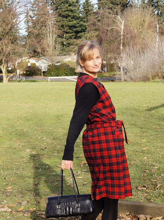 Pendleton Wool Red Plaid Holiday Jumper Dress - image 4