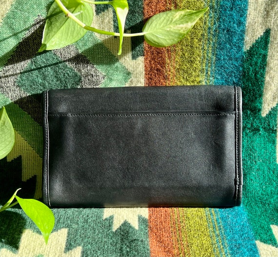 Vintage Coach NYC Envelope Clutch Black Leather - image 5