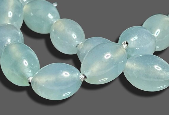 Translucent Blue Gray Natural Jadeite Jade Neckla… - image 6