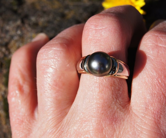 Vintage Tahitian Pearl 14K White and Yellow Gold … - image 7