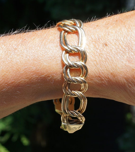 90's 14K Gold Chunky Round Curb Link Bracelet - image 3