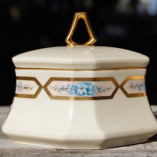 Art Deco MZ Austria Hand Painted Porcelain Creamer and Sugar Bowl