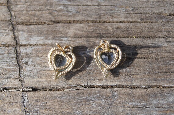 Blue Topaz 14K Gold Heart Earrings - image 5