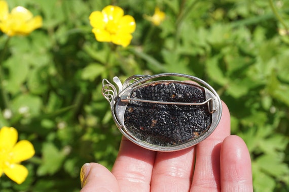 Baltic Amber Sterling Silver Large Brooch Pin - image 3