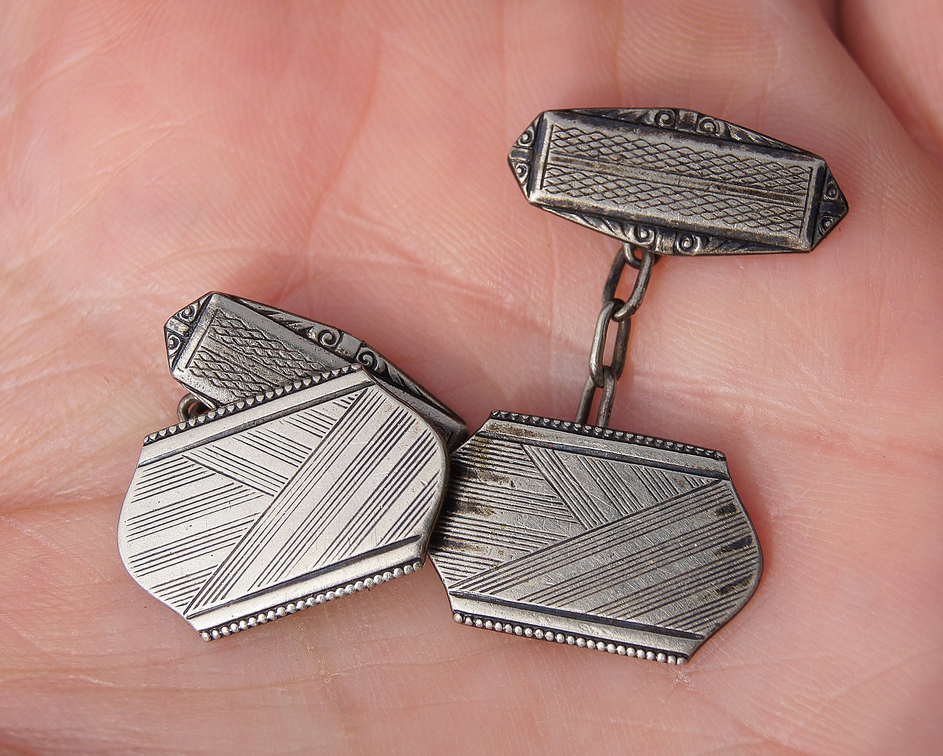 Art Deco Silver Cufflinks - Etsy
