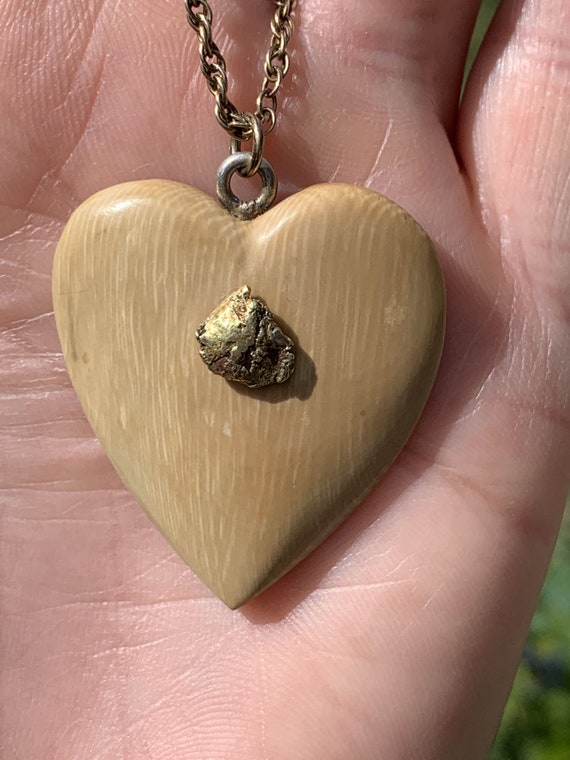 Alaskan Gold Nugget Heart Pendant Necklace - image 4