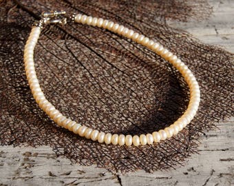 Natural Button Pearl Choker Necklace