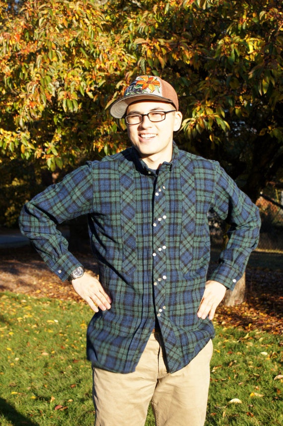 40's Woodsman Men's Button Down Flannel Wool Shirt