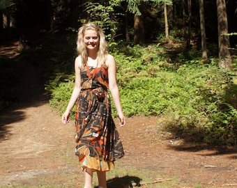 70&#39;s  Boho Gauze Cotton Sheer Layered Dress