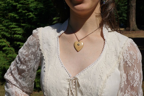 Alaskan Gold Nugget Heart Pendant Necklace - image 1