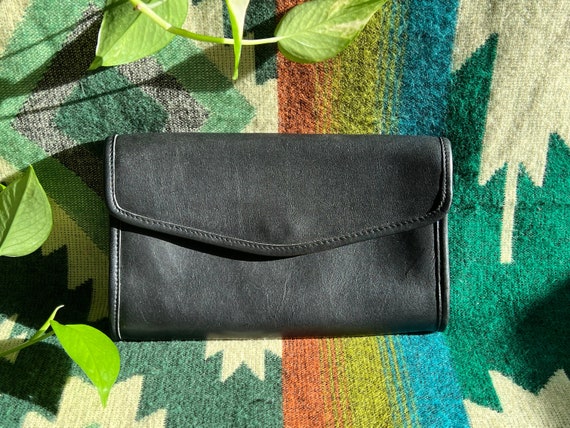 Vintage Coach NYC Envelope Clutch Black Leather - image 1