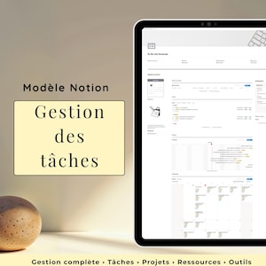 Template Notion Gestion de Tâches Français | To Do List & Planning Projets | Tableau de Bord Productivité | Outil Organisation Complet