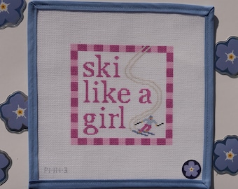 Ski Like a Girl Needlepoint Canvas