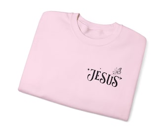 Troinspirerad unisex tröja med rund hals, religiösa kläder, inspirerande gåva, kyrkoutfit, mysigt mode