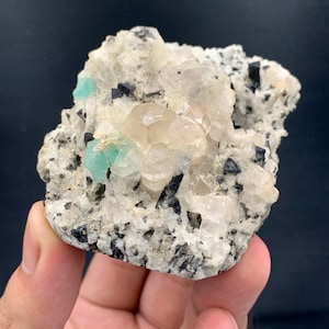 Topaz with Green Fluorite,Tourmaline, Quartz Combine on Matrix Albite Beautiful Natural Terminated Specimen from Pakistan. 282 Grams