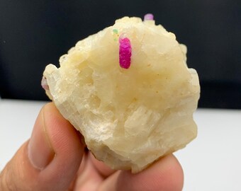 Afghan Ruby Crystals on Albite Matrix, Fluorescent Mineral Specimen (91.90 Grams)