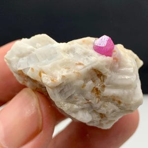 Fluorescent Ruby Crystal on Albite Matrix, Jagdalek Afghanistan