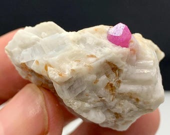 Fluorescent Ruby Crystal on Albite Matrix, Jagdalek Afghanistan