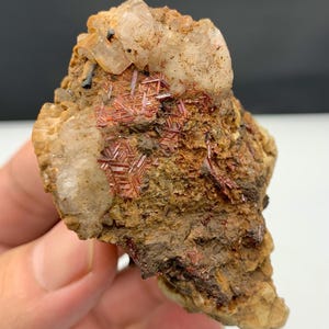 Rutile/Red Rutile on Matrix Lovely Very rare Pattern shape Crystals on Matrix Specimen with Clacite Combine From Skardu Pakistan. 100 Grams