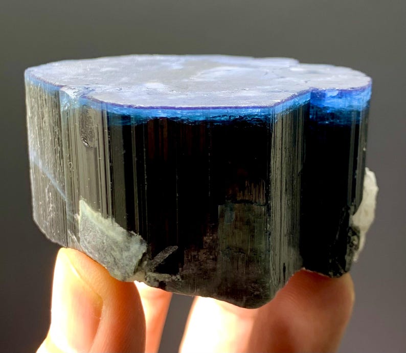 Open-blue Cap Tourmaline Crystal With Albite Combine Specimen, Paprok ...