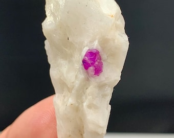 Fluorescent Ruby Crystal on Albite Matrix, Jagdalek Afghanistan