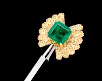 AAA Emerald & Diamond 14K Gold Ring | Women's Party Jewelry