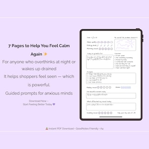 7-Page Guided Mental Health Journal | Self-Care Daily Prompts, Healing Reflection A4 PDF, Digital Wellness for Anxiety & Burnout