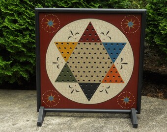 19", Chinese Checkers, Game Board, Folk Art, Wood, Game Boards, Primitive, Wooden, Board Game