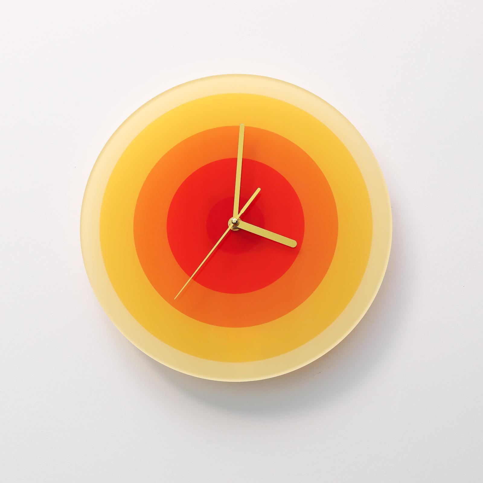 Decortapis Horloge murale en verre, Horloge Carré 30cm Orange - Maison