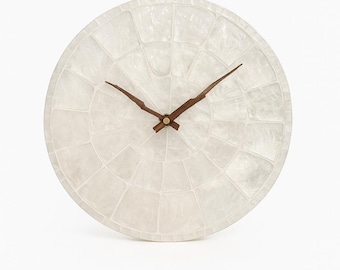 Handmade Capiz Shell Wall Clock: Coastal Iridescent Decor