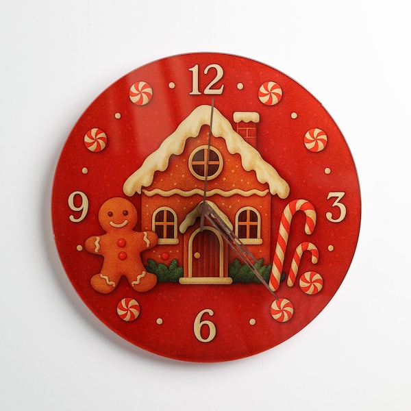Gingerbread House Christmas Clock: Silent Quartz Holiday Kitchen Decor
