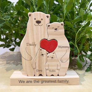 Aangepaste familiecadeaus, houten familiepuzzel beren, gegraveerde berenfamilie, babyshowercadeaus, verjaardagscadeaus, bruidsdouchecadeau, cadeaus voor kinderen