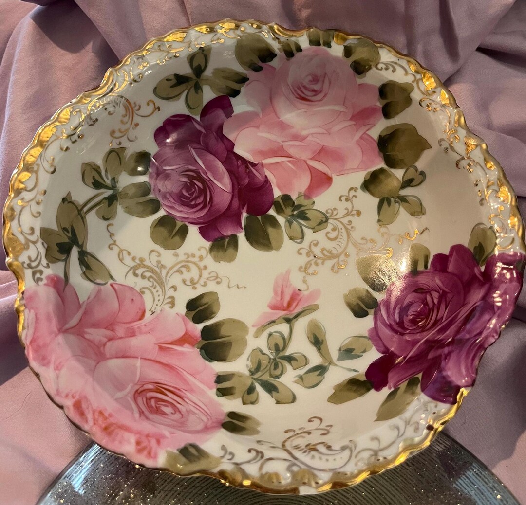 Nippon Roses Vintage Nippon Hand Painted Rose Embellished Trimmed With Gold - Etsy