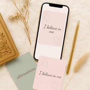 Cartões de Afirmação Digital + Papéis de Parede para Celular – Pacote de Amor-Próprio | Baralho Respire e Acredite (20 Cartas + Bônus)