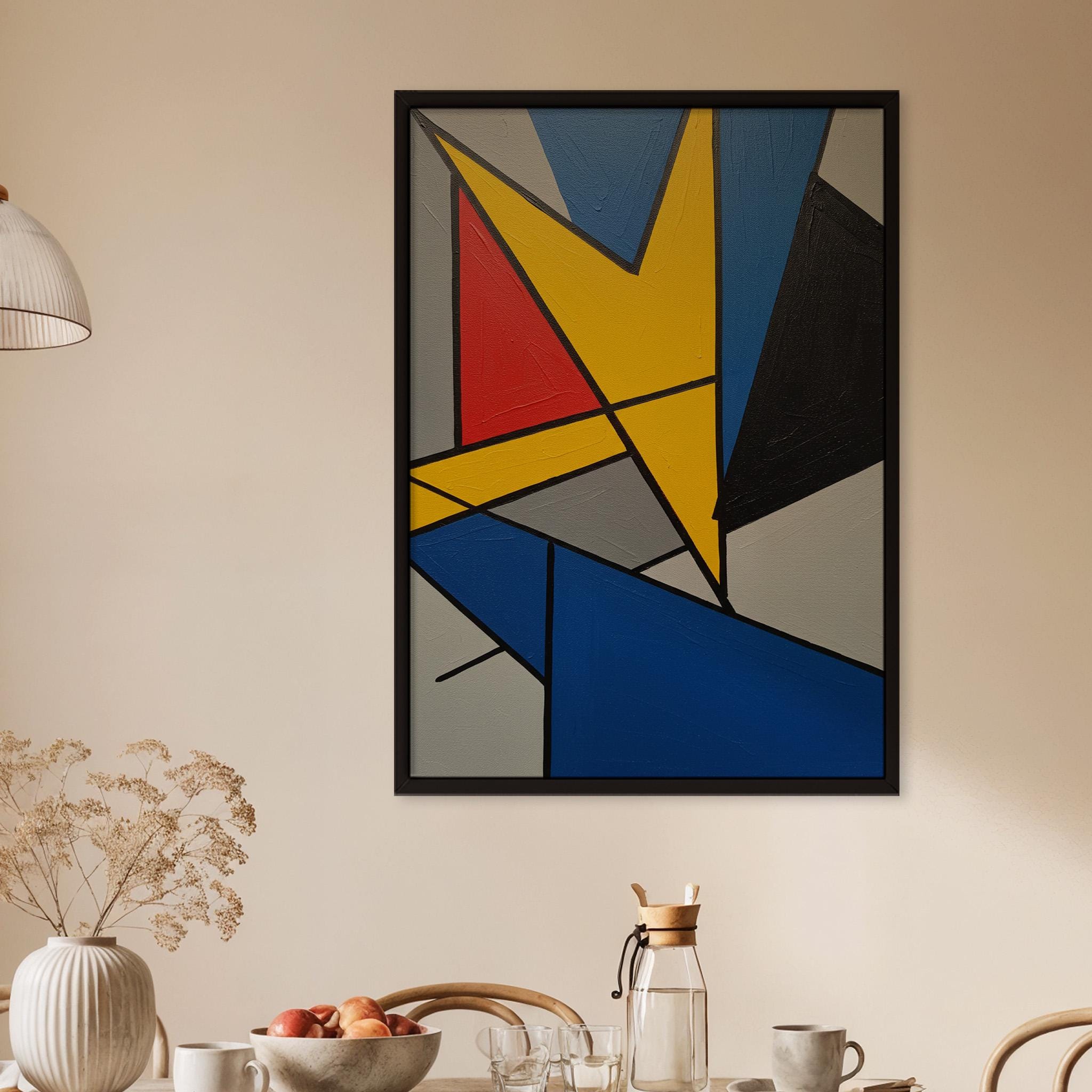 Bold Geometric Abstract Wall Art, Primary Color Red Yellow Blue Modern ...