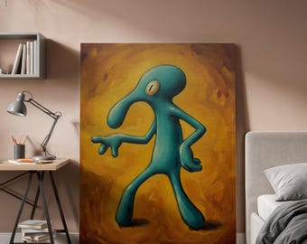 Bold and Brash Squidward Canvas Art – Modern Wall Decor & Pop Art Design