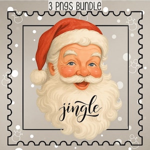 Santa Face, bundle, PNG: Christmas Clipart, Sublimation (Digital Download), 3 different files, gifts, ideas, tags, sweatshirts, mugs,