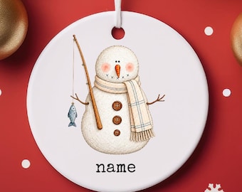 Adorno de cerámica personalizado de muñeco de nieve de golf / Decoración para árbol, regalo, etiquetas para calcetines navideños