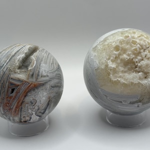 White Mexican crazy lace sphere, white crystal sphere, druzy, crystal sphere