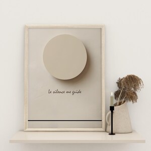 Le silence me guide – affiche zen japandi disque ivoire & ligne douce | printable mindful wall art, neutral minimalist poster