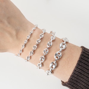 Mariner Silver Chain Necklace Bracelet, Handmade Jewelry Gift for Her Him, 925 Sterling Silver Chain Men, Jewelry Making Supplies, 4 sizes