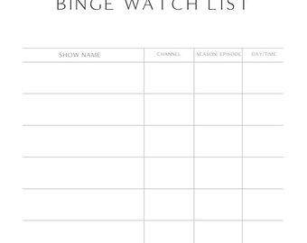 Binge Watch Pages by Potter + Butler for chronicling favorite TV shows and Movies