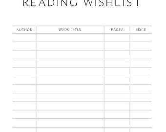 Reading Wishlist Journal Pages by Potter + Butler