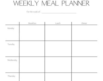 Weekly Meal Planner Pages| Three Meals Per Day by Potter + Butler: Meal Planning