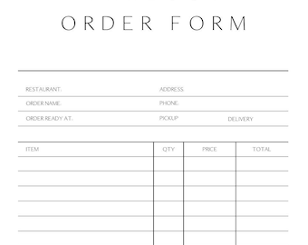 Takeout Order Form by Potter + Butler