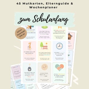 Child-friendly Courage Cards - 45 affirmations with reflection questions + parent guide, weekly planner (PDF A4, instant download)